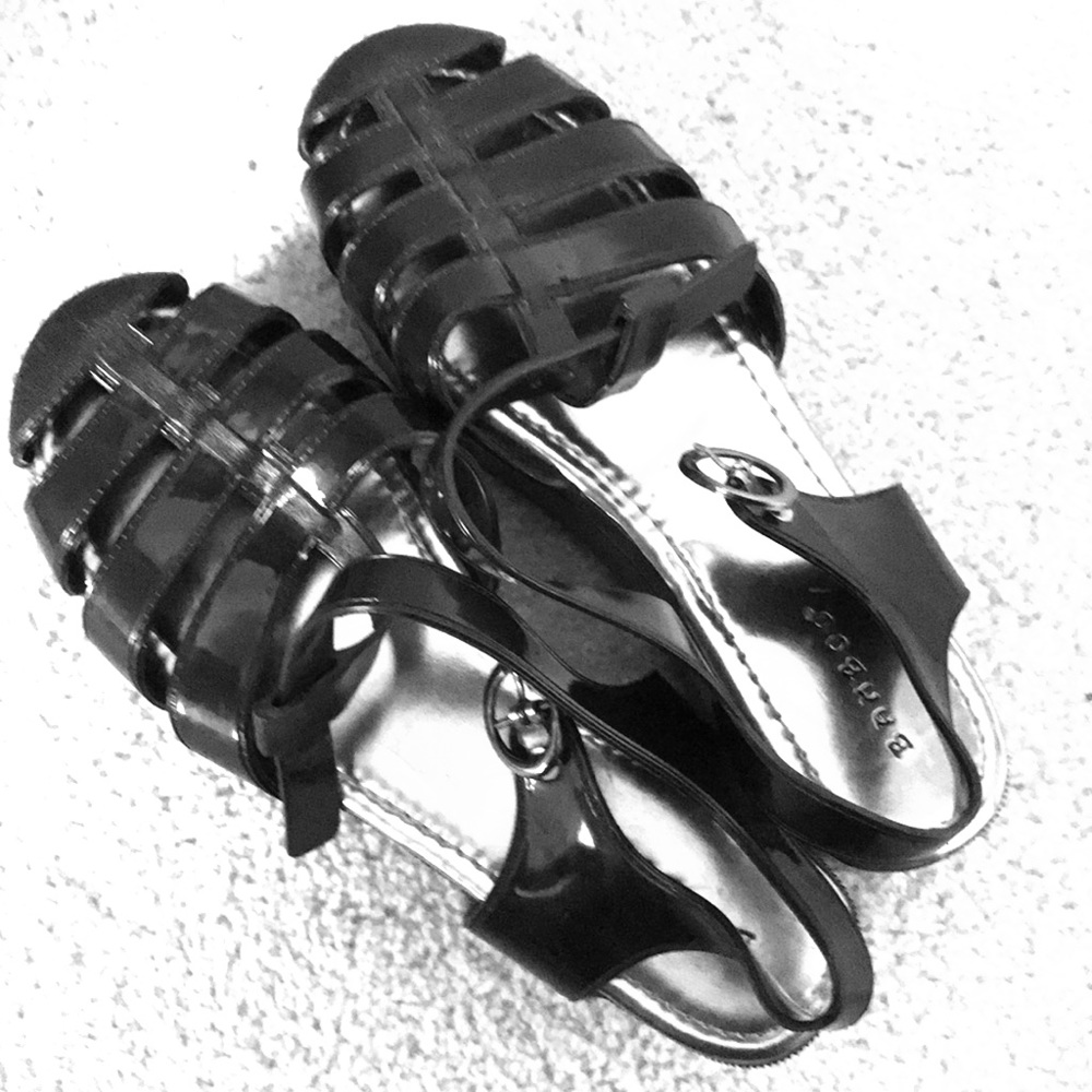Black strappy platform shoes